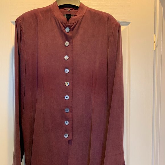 J. Peterman Jackets & Blazers - J Peterman Vintage Purple Long Silk Button Jacket